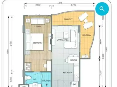 Whale Marina — 1 bedroom, 56 m², 3 fl