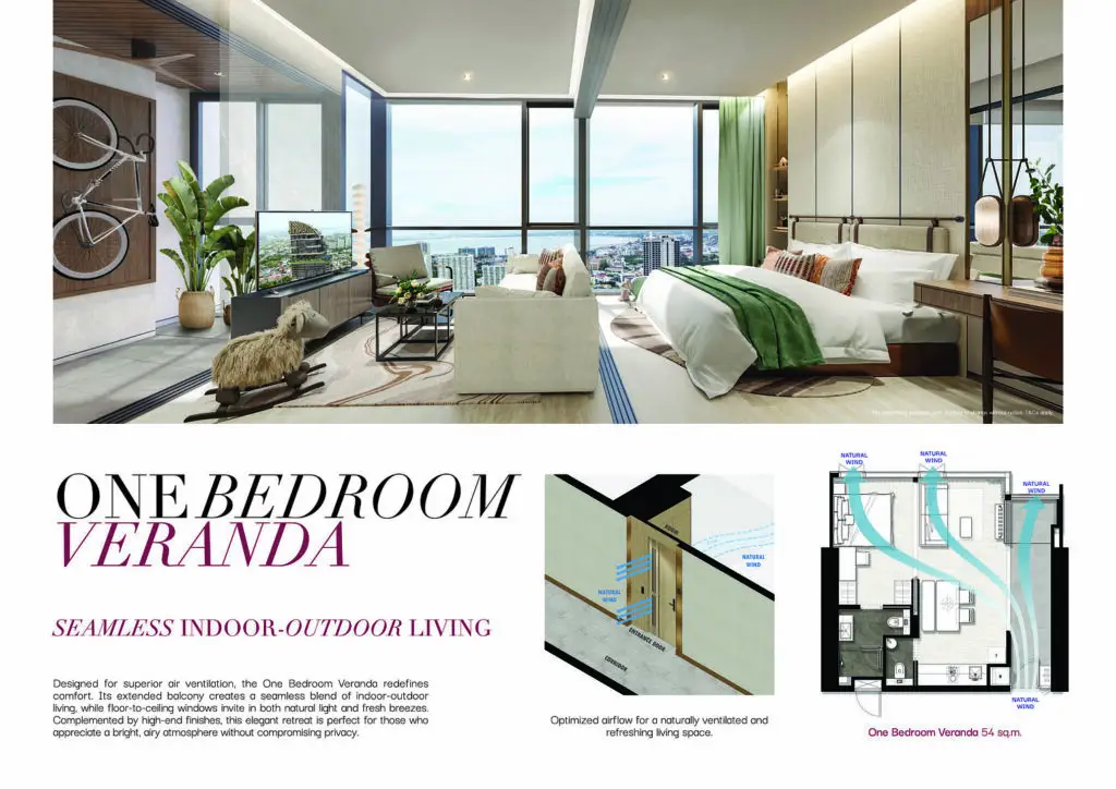 1 Bedroom  34.00 - 56.00 Sq.m interior 2