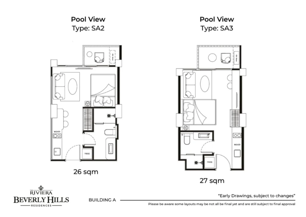 Studio 26.00 - 29.00 Sq.m.