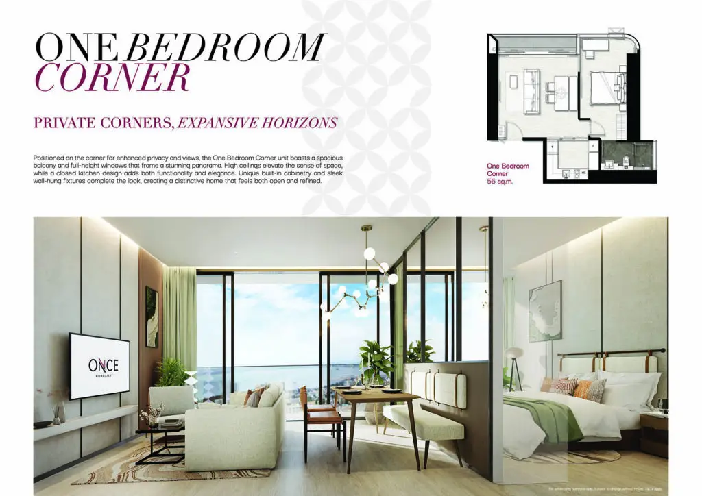 1 Bedroom  34.00 - 56.00 Sq.m interior 3