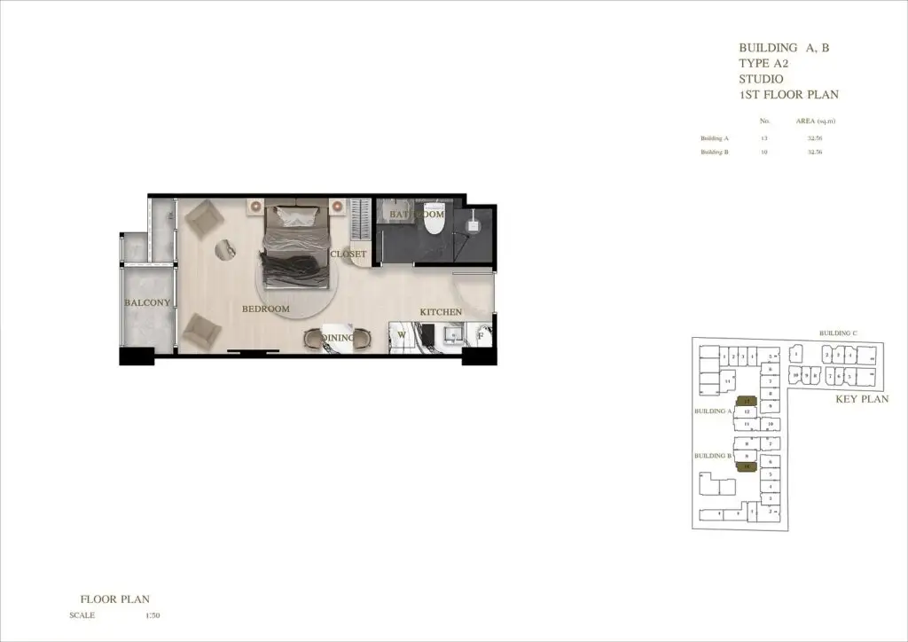 Studio (26.85 - 36.56 Sq.m.