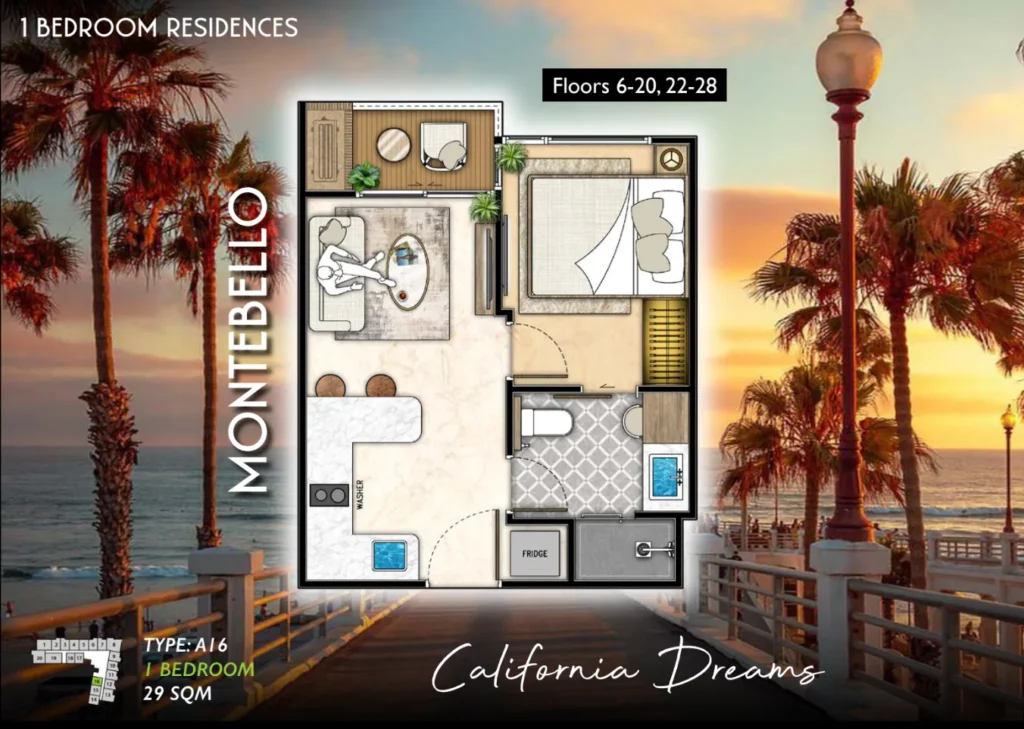 1 Bedroom 29 - 38 Sq.m.