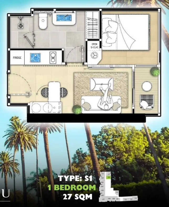 1Bedroom 27 - 53 Sq.m.