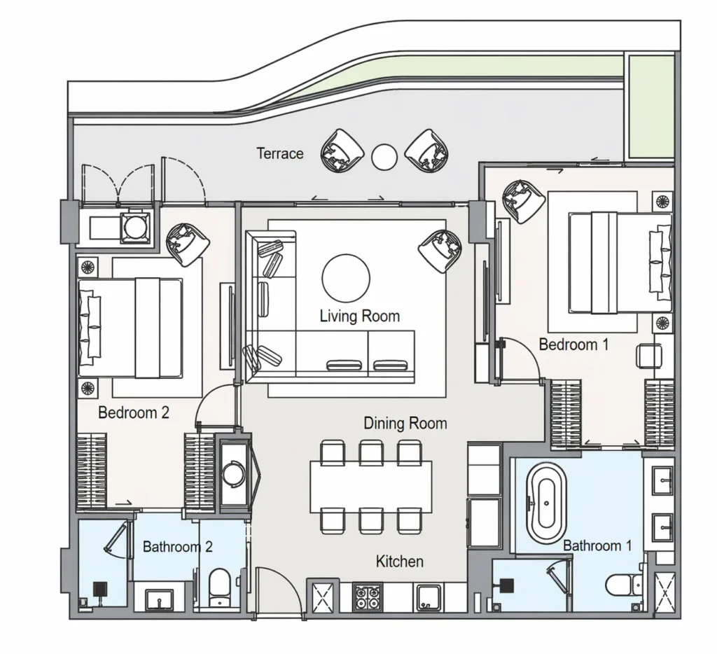 2 Bedroom 121.00 Sq.m.