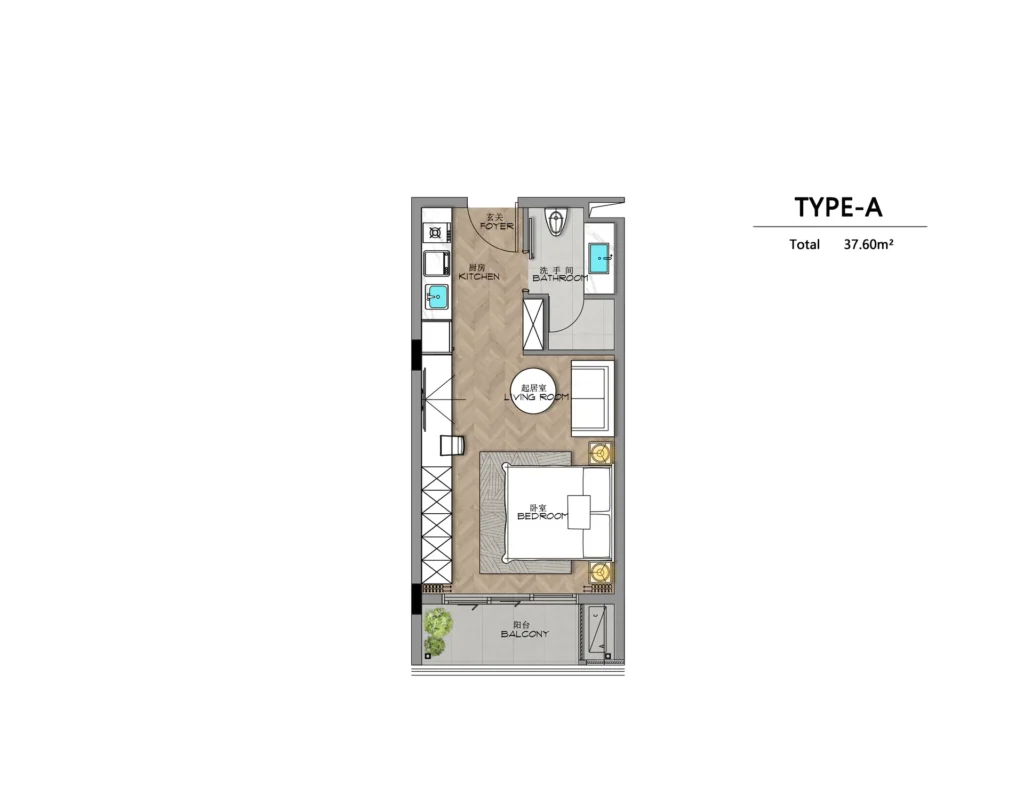 Studio 37.60 - 43.42 Sq.m.