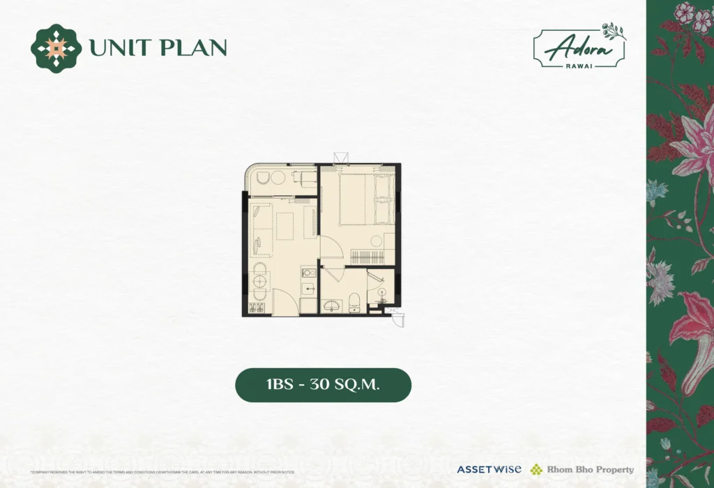 1 Bedroom 30.00 Sq.m.