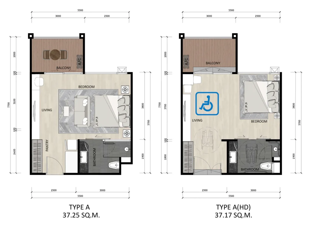 Studio 37.17 - 37.25 Sq.m.