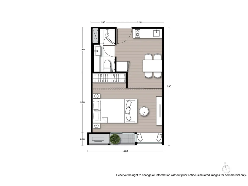 1 Bedroom 31.77 Sq.m.