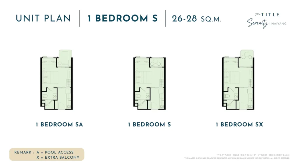 Studio 26.00 - 28.00 Sq.m.