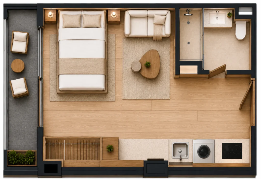Studio 26.83–29.74 sq.m.